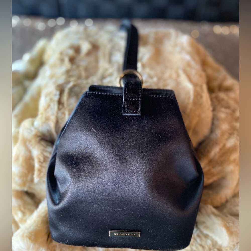 BCBG MaxAzria Black Satin Evening Purse - Picture 9 of 11